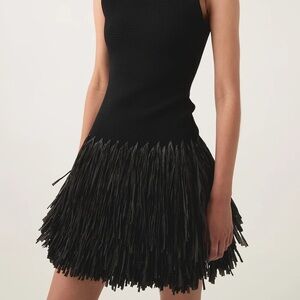 Aje Rushes Raffia Knit Mini Dress